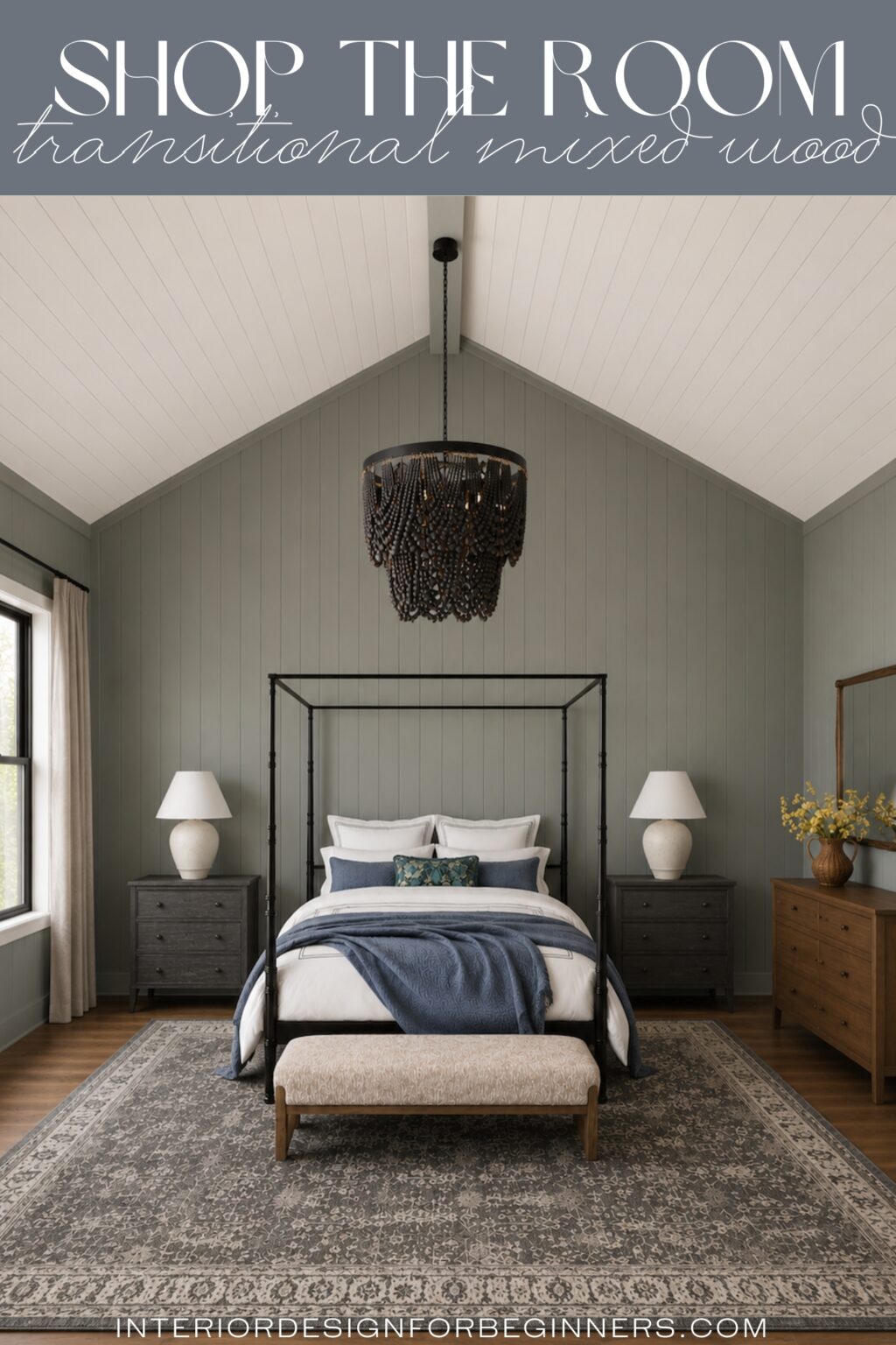 Shop The Room Transitional Mixed Wood Bedroom