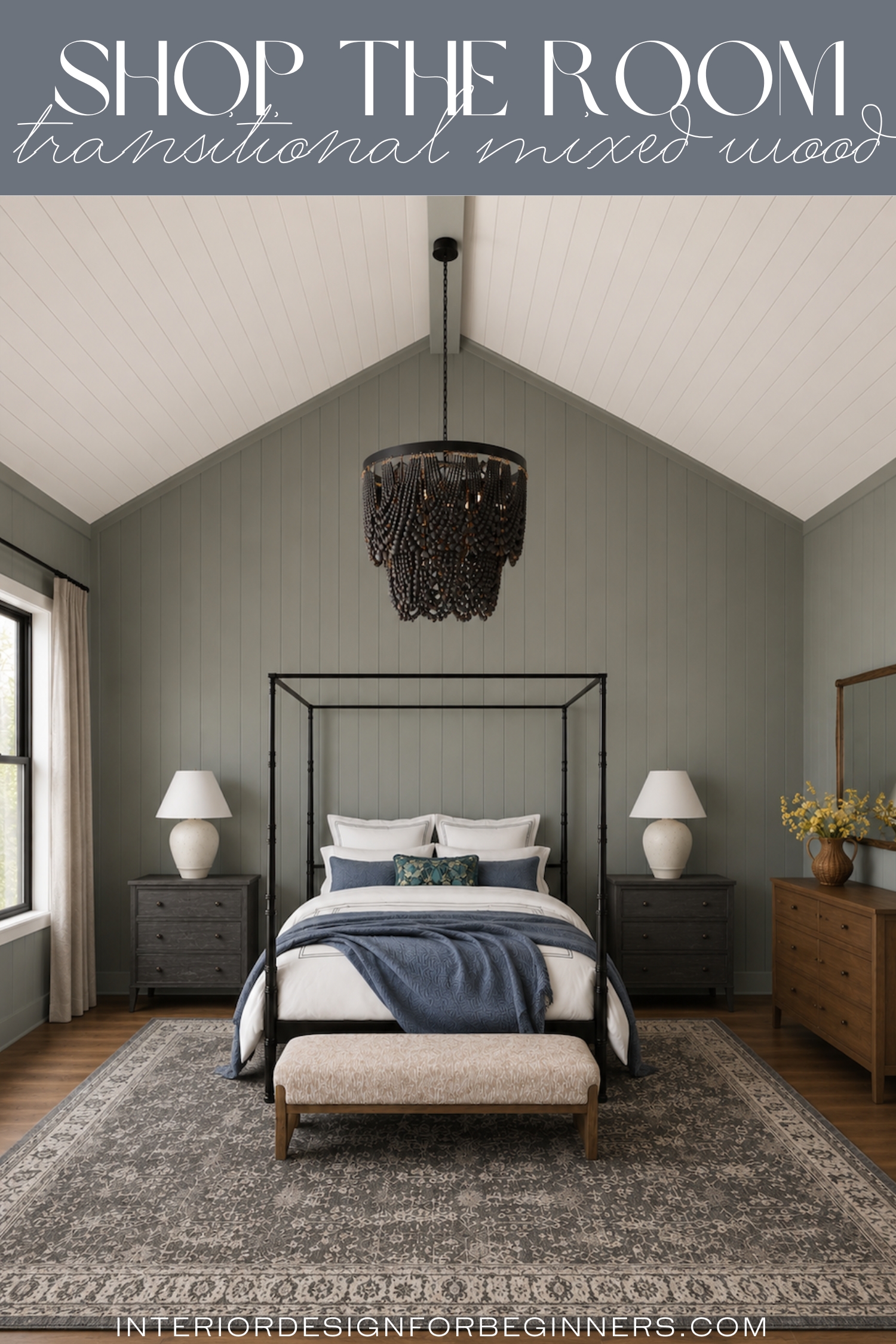 Shop The Room Transitional Mixed Wood Bedroom